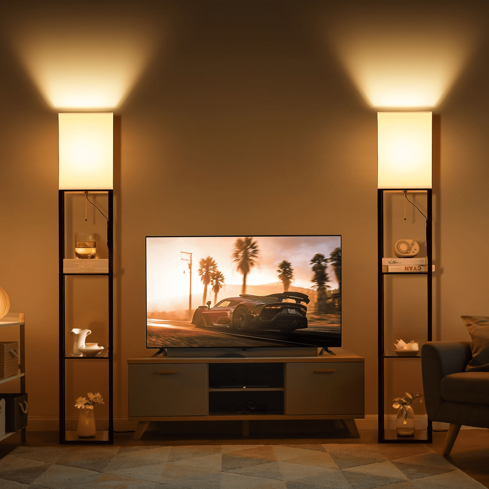 Lumora™ SUNMORY 63'' Floor Lamps with Shelves, Home Standing