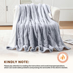 WISHEAD Electric Heated Blanket Throw Soft Flannel & Sherpa, 5 Heat Levels, 3 Hours Auto-Off Over-Heat Protection ETL Certification (50"x60", Light Gray)