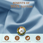 Baauye 100% Cotton Sheet Set, 1000 Thread Count Durable 4-Piece Bed Sheets with 16" Deep Pocket, King, Lake Blue