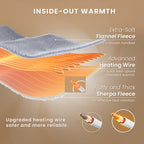 WISHEAD Electric Heated Blanket Throw Soft Flannel & Sherpa, 5 Heat Levels, 3 Hours Auto-Off Over-Heat Protection ETL Certification (50"x60", Light Gray)