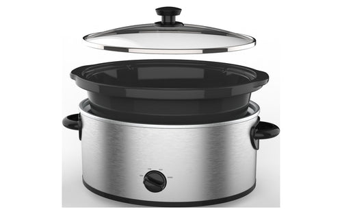 Mainstays 6 Quart Oval Slow Cooker, with Stainless Steel Finish and Glass Lid