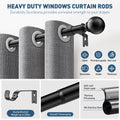Single Curtain Rods for Windows 32 to 120 inch, Adjustable Window Curtain Rod, Window Curtain Rod with Ball Finials, 1 inch Diameter Decorative Curtain Rod Set, Modern Decorative Drapery Rods