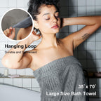 Jessy Home 4 Pack Dark Gray Stripe Large Bath Towels Set Oversized Microfiber Bath Sheet Soft Towel Set
