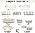 Country Kitchen Bakeware Set, 10-Piece Nonstick Stackable Baking Pans with Silicone Handles, Silver
