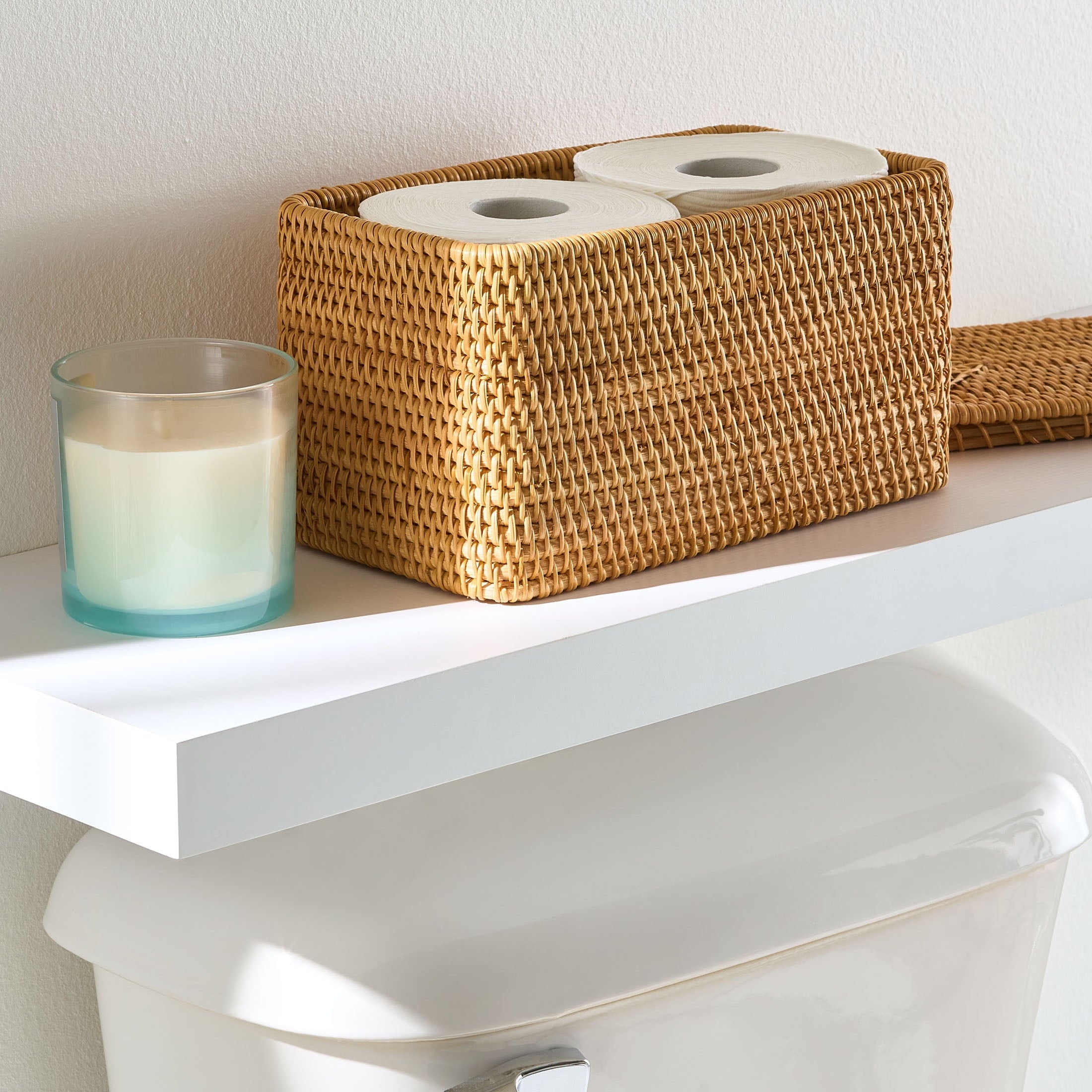 Better Homes & Gardens Brown Rattan Organizer Basket with Lid